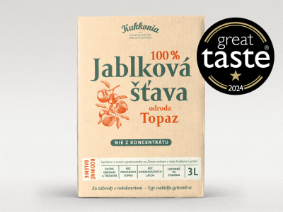 100 % jablková šťava z odrody TOPAZ, 3 l 